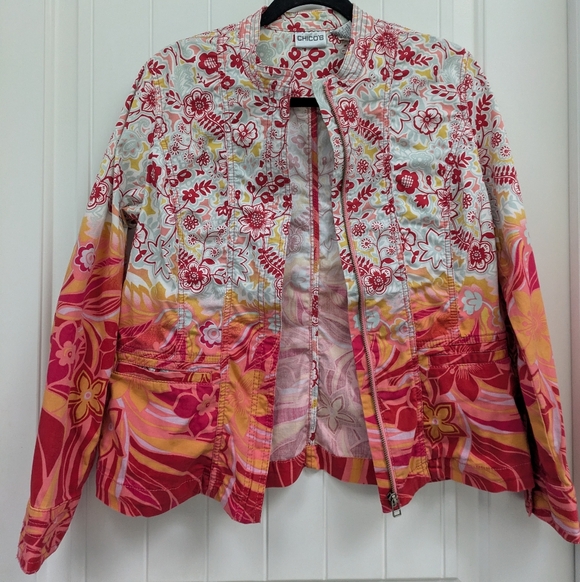 Chico's Floral Umbre Light Chino Jacket - Picture 2 of 7